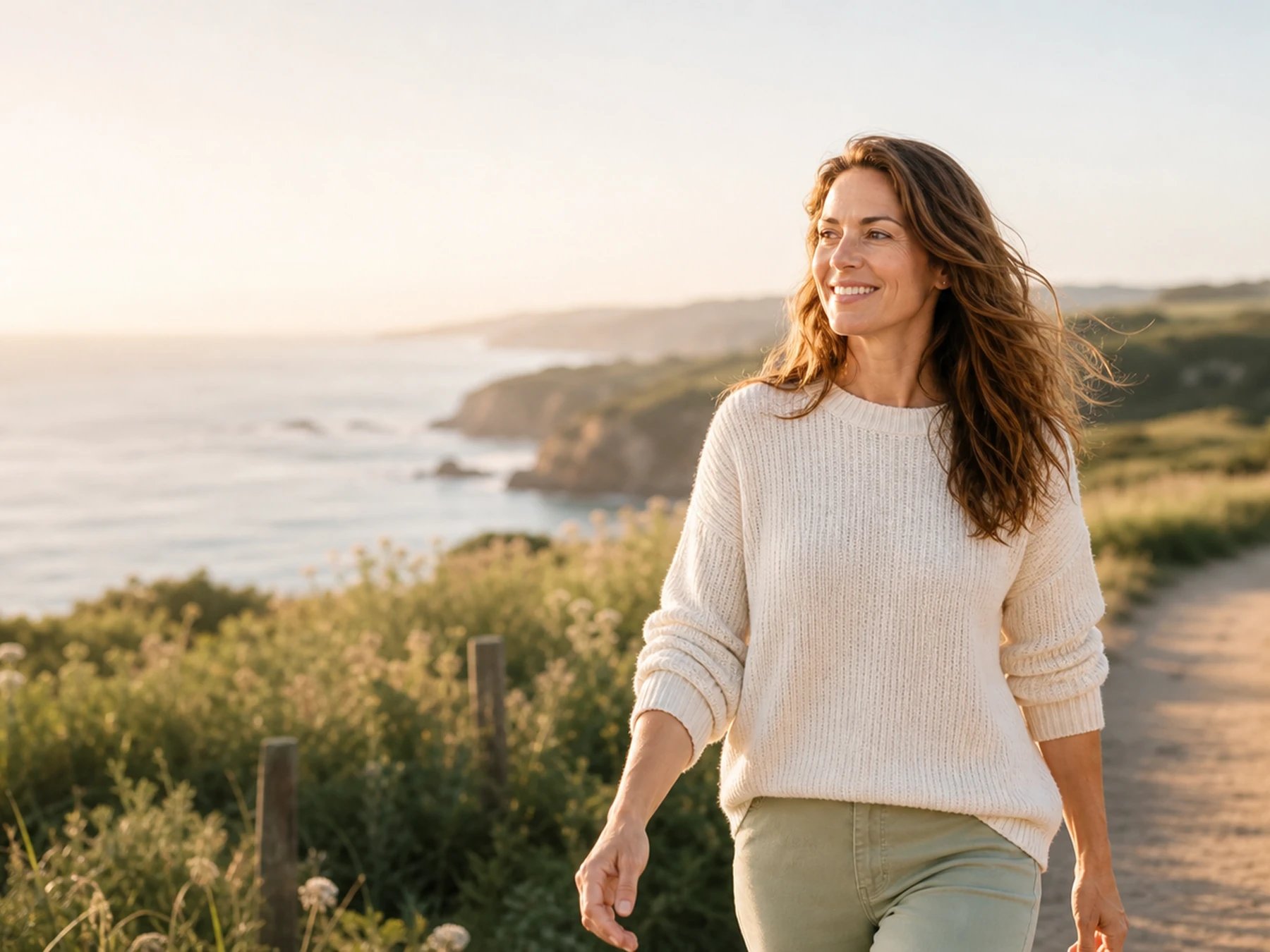 Calm outdoor lifestyle scene for a UK weight-loss tablet guide