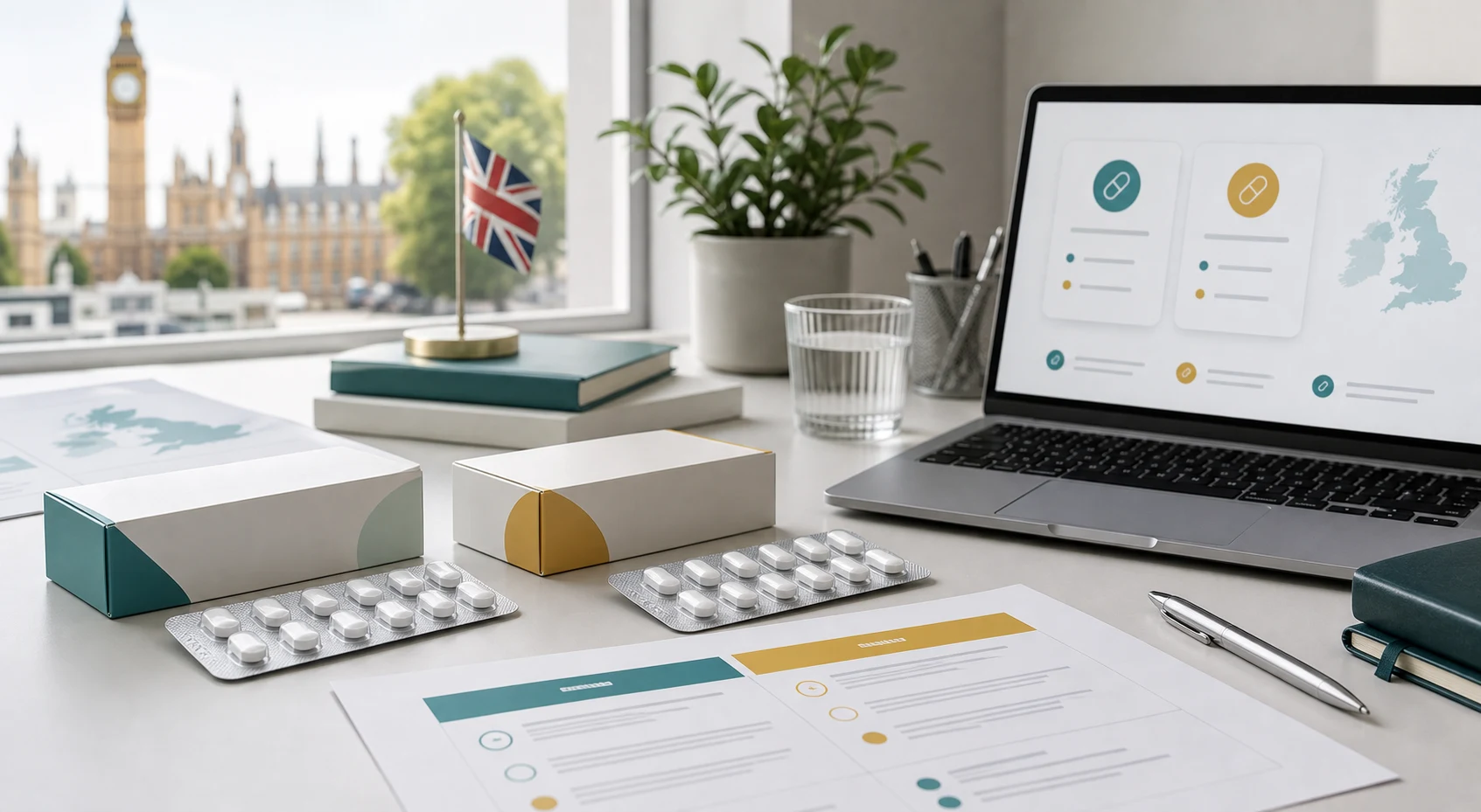 Oral GLP-1 watchlist workspace with multiple tablet stories, status notes and a UK comparison screen