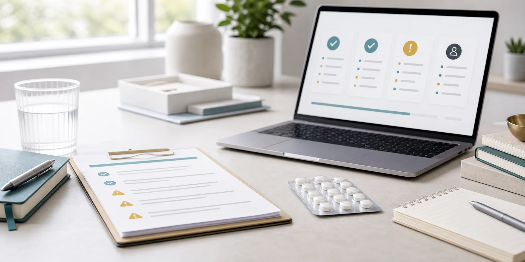 Two-tablet comparison workspace with separate medicine packs, route sheets and side-by-side dashboard cards