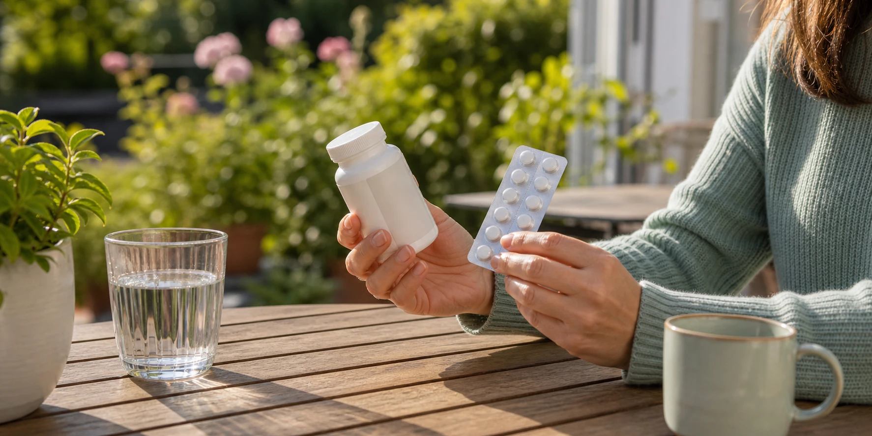 Privacy and source notes on an outdoor table