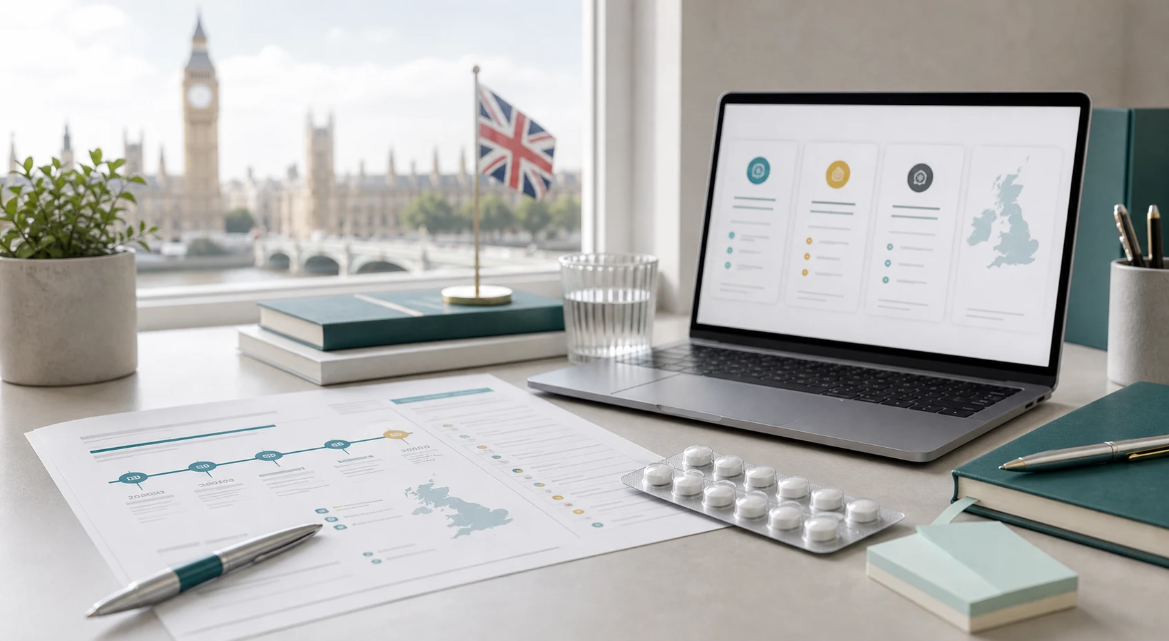 GLP-1 tablet updates workspace with timeline sheets, tablet pack and UK status dashboard